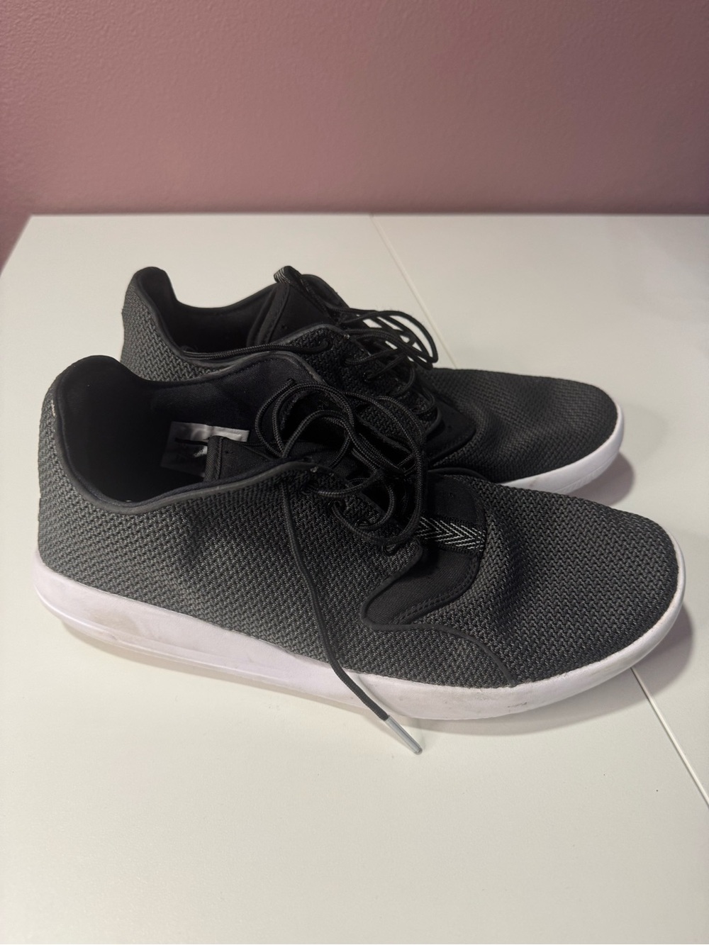 Men's Black Jordan Knit Casual Sneakers with White Sole